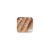 Aidenn 3 Stück Ring Silber 925 Damen Ringe Frauen Cubic Zirkonia Verlobungsring Damen Verstellbare Statement Silberring Damen Stapelbare Daumenring Fingerring Set Schmuck