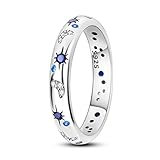 NARMO 925 Ring für Frauen Sterling Silber Mond und Stern Ringe Cubic Zirkonia Stapelbare Ring Größe 57mm