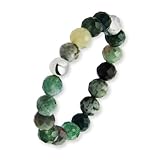 GD GOOD.designs Anti Stress Ring Gruen aus Naturstein Perlen für Damen - Elastische Anxiety Rings - Fidget Ringe I Ringgröße 52-60