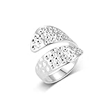 ALEXCRAFT Sterling Silber 925 Ringe für Damen, Einfacher Gehämmerte Hammer Ring Verstellbare Offen Flache Breit Klobig Chunky Groß Wassertropfen Daumen Finger Umarmen Ringe für Damen Frauen Herren