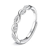 JeweBella 925 Sterling Silber Ringe Frauen Verstellbare Ring Ewigkeit Verdrehtes Seil Zirkonia Ring Eheringe Verlobungsring Damen Trauringe Fingerring Engagement Promise Ring Schmuck