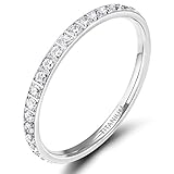 Zakk Eternity Ring 2mm Damen Ewigkeitsringe Titan Verlobungsringe Eheringe Trauringe Memoirering mit Zirkonia Silber Gold Rosegold (silber, 69 (22.0)