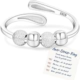 Senteria Anxiety Ring für Frauen，Verstellbare 925 Sterling Silber Ringe，Anti Stress Ring für Frauen，Stress Spinner Fidget Ringes gegen Angst
