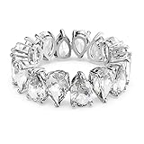 Swarovski Vittore Pear Ring, Rhodinierter Damenschmuck mit Funkelnden, Weißen Swarovski Kristallen