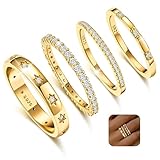 KENIY 4 Stück Gold Ringe Frauen Stapelringe mit Zirkonia 14 Karat Vergoldete Ringe Set Ring Gold Damen Fingerring Daumenringe Verlobungsring Schmuck