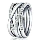 KUNSIR 925 Sterling Silber Ringe für Damen Liebesknoten Ringe Finger Federringe Schmuck Geschenke gekreuzte Ringe für Frauen mit Zirkonia Größe